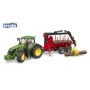 Bruder tractor John Deere 7R 350 cu remorca forestiera si 4 busteni